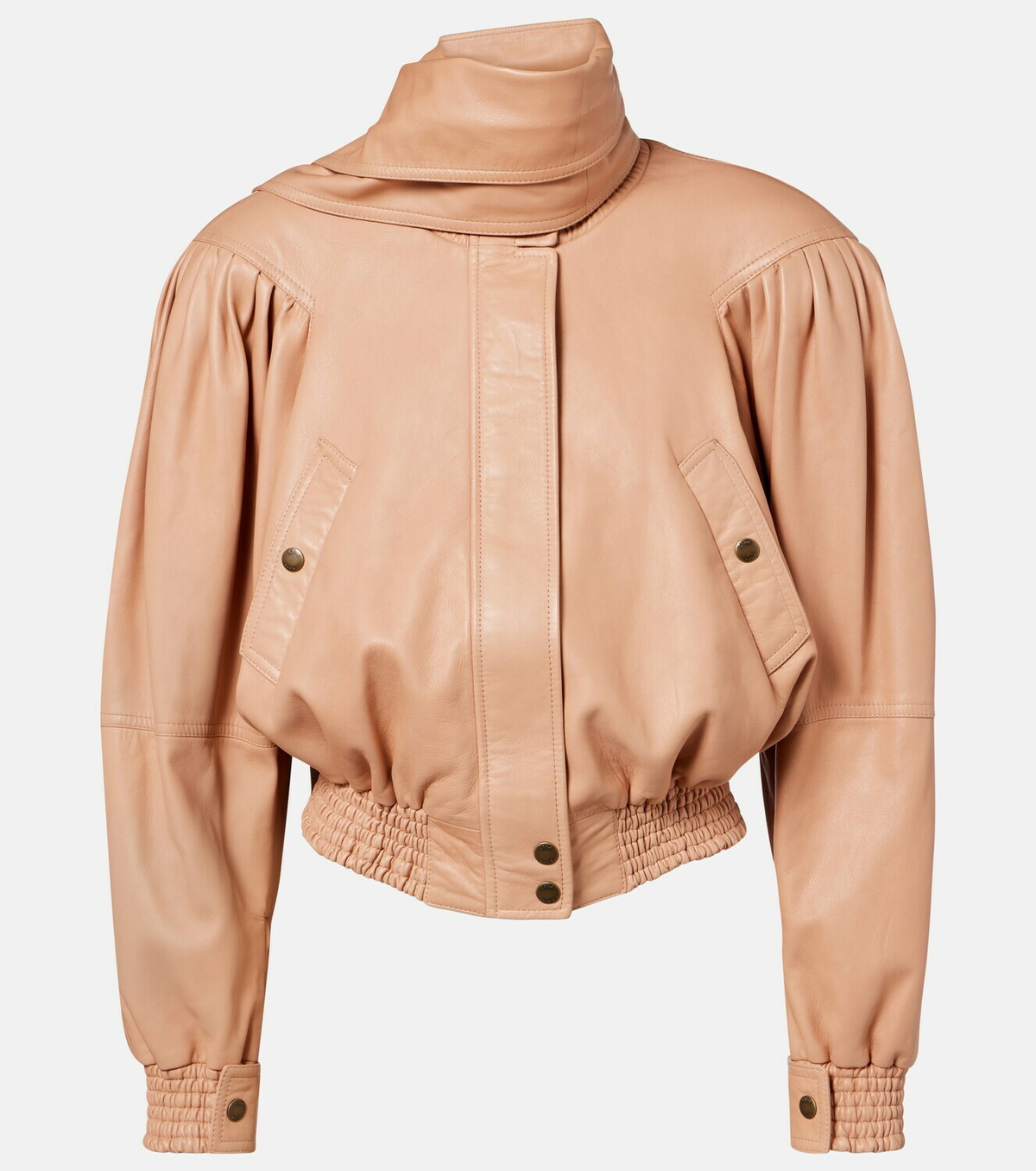 Chloé Scarf-detail cropped leather jacket