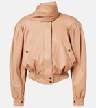 Chloé Scarf-detail cropped leather jacket