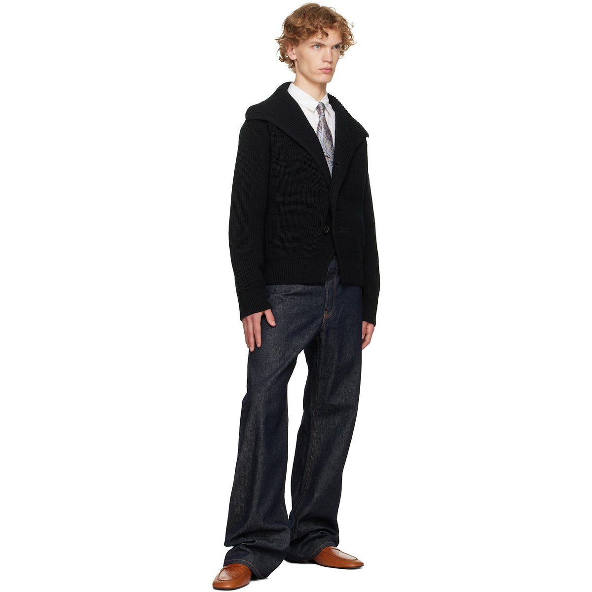 Dries Van Noten Black Chunky Wool Cardigan
