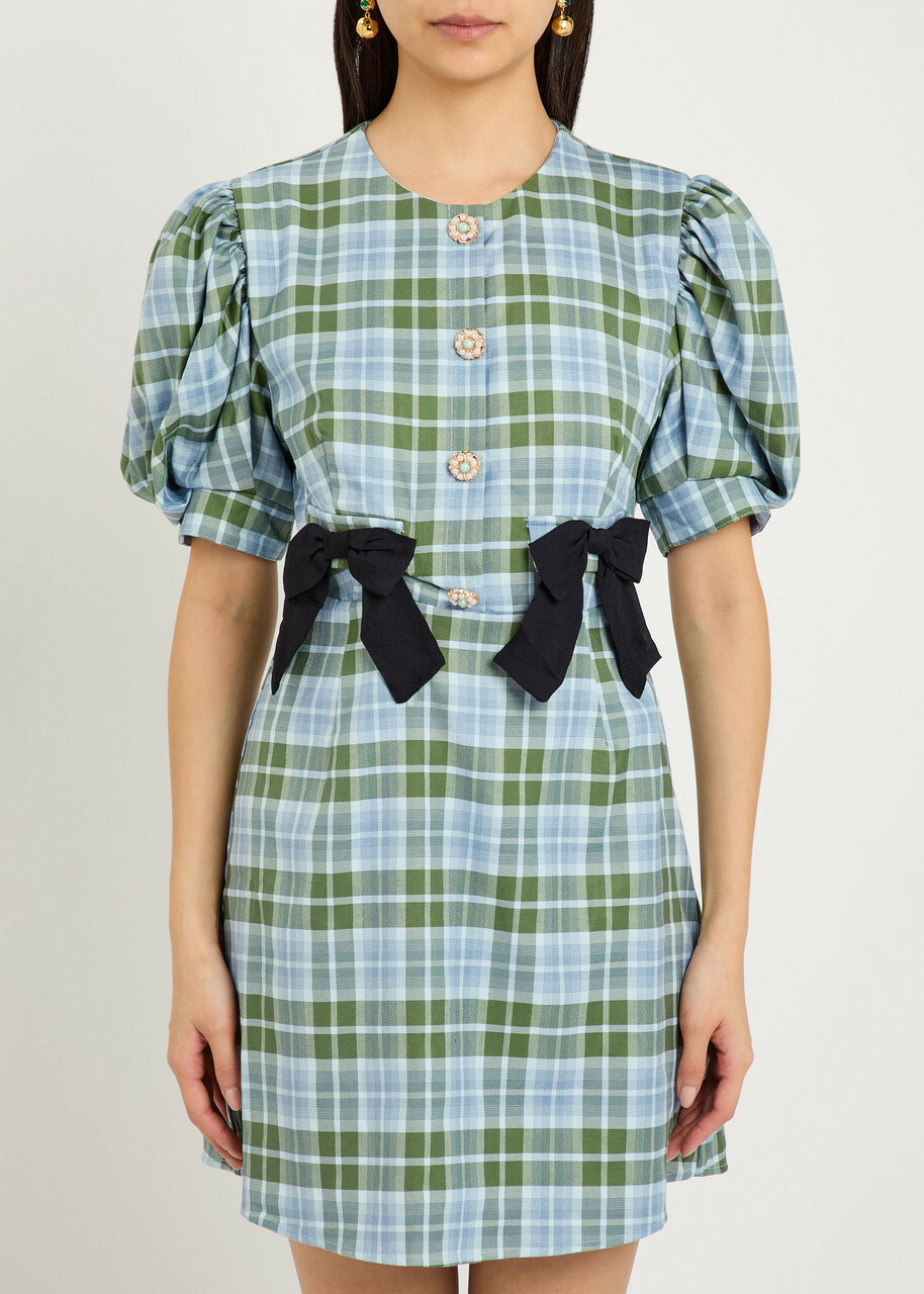 Sister Jane Foyer Checked Woven Mini Dress Green