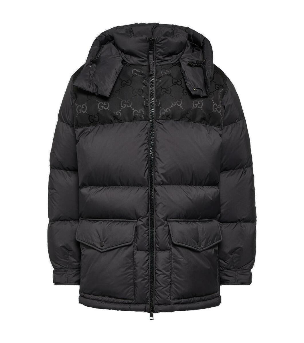GUCCI Hooded padded cotton-blend logo-jacquard down jacket
