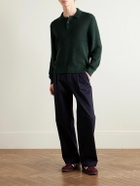 Corridor - Ribbed Organic Mercerised Cotton Polo Shirt - Green