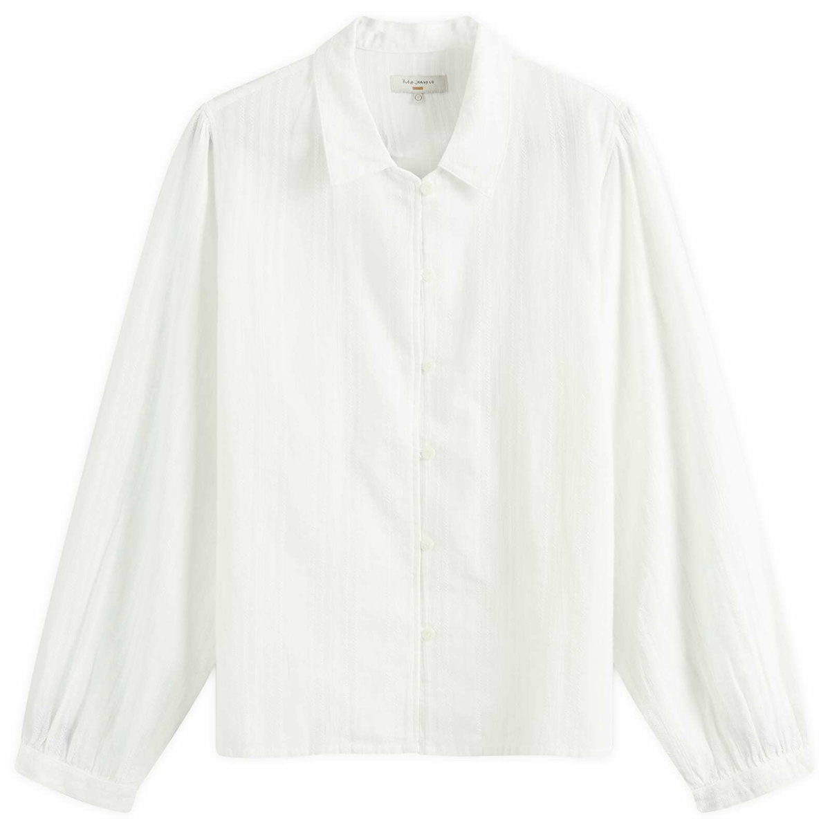Nudie Jeans Co Women's Nudie Edith Striped Dobby Blouse in Off White