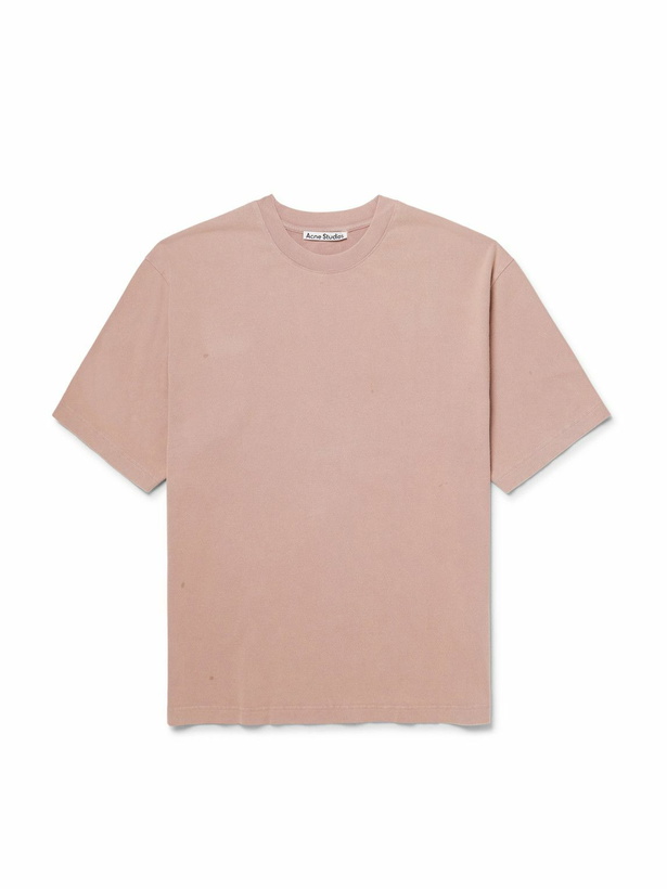 Photo: Acne Studios - Extorr Logo-Appliquéd Garment-Dyed Cotton-Jersey T-Shirt - Purple
