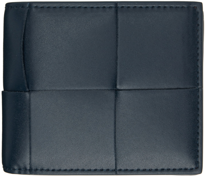 Photo: Bottega Veneta Navy Cassette Bi-Fold Wallet