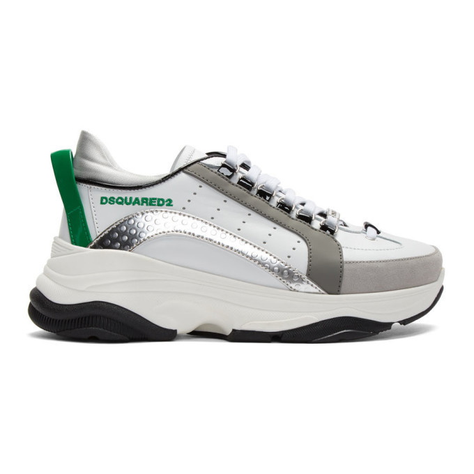 White and Green 551 Sneakers