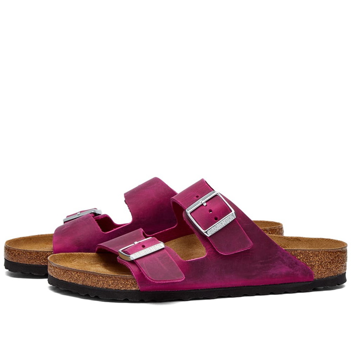 Photo: Birkenstock Women's Arizona SFB Oiled Leather in Festival Fuschia