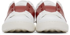 Valentino Garavani White & Red Leather Open Sneakers