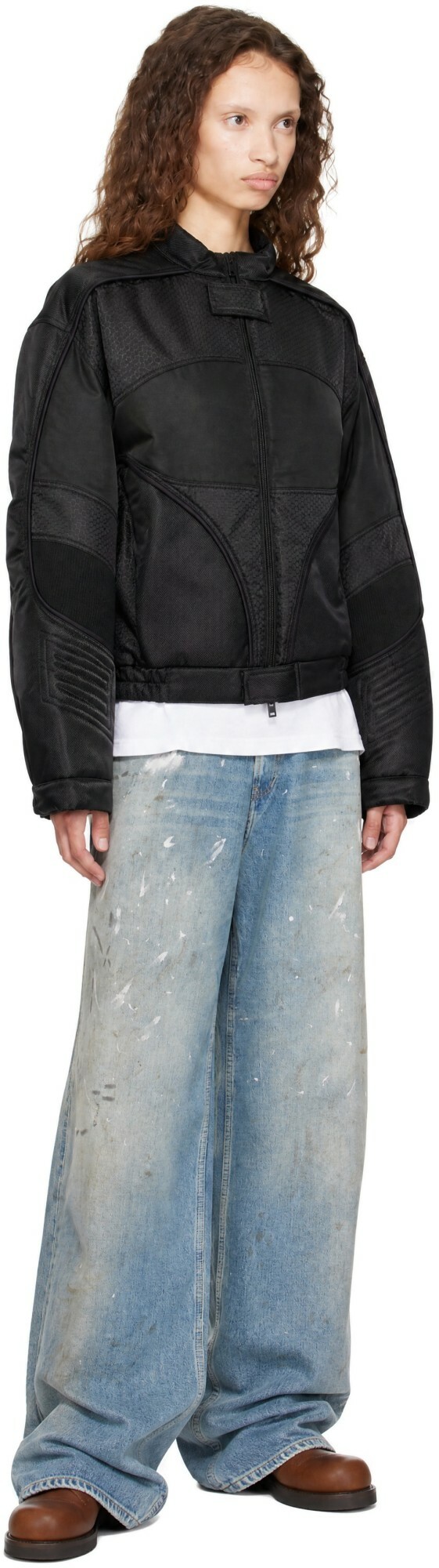 Acne Studios Black Shiny Drill Bomber Jacket