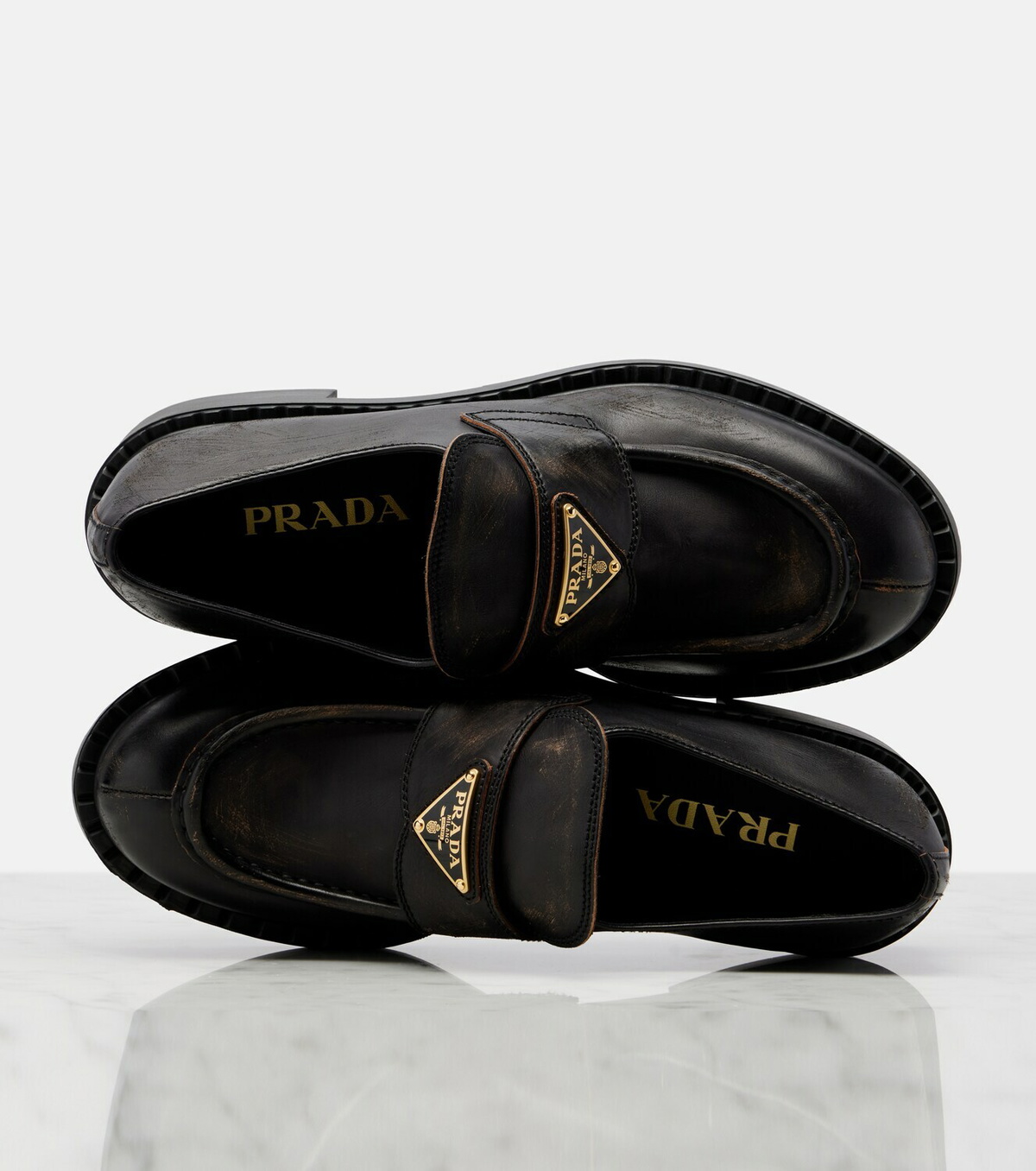 Prada Leather penny loafers