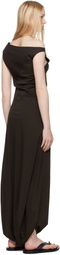 Ruohan Brown Twist Maxi Dress