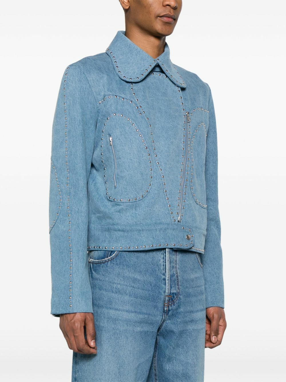 Wales Bonner Blue Enzyme Studded Denim Jacket Wales Bonner