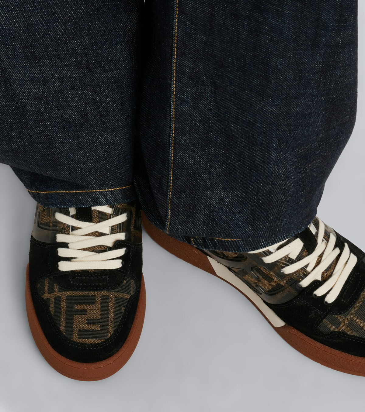 Fendi Fendi Match jacquard suede-trimmed sneakers