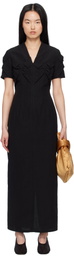 J.Kim Black Smocked Flower Midi Dress