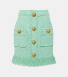 Balmain Fringed tweed miniskirt