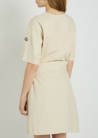Moncler Belted Cotton Mini T-shirt Dress Ivory