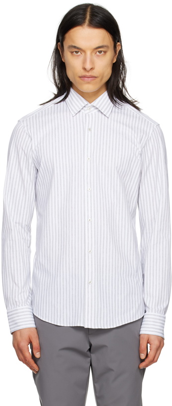 Photo: BOSS White & Gray Striped Shirt
