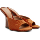 Dries Van Noten Orange Velvet Heeled Sandals