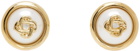 Casablanca Gold Pearl Logo Stud Earrings
