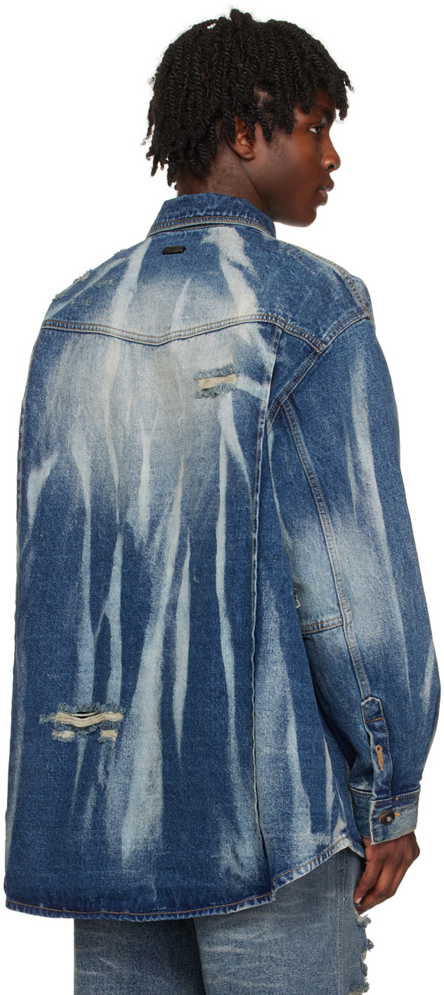 ADER error Blue Distressed Denim Jacket