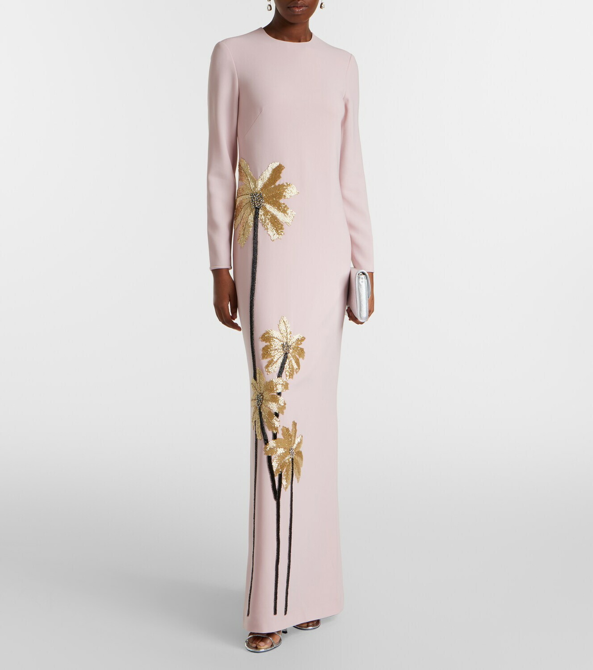 Costarellos Nevina crystal-embellished crêpe gown