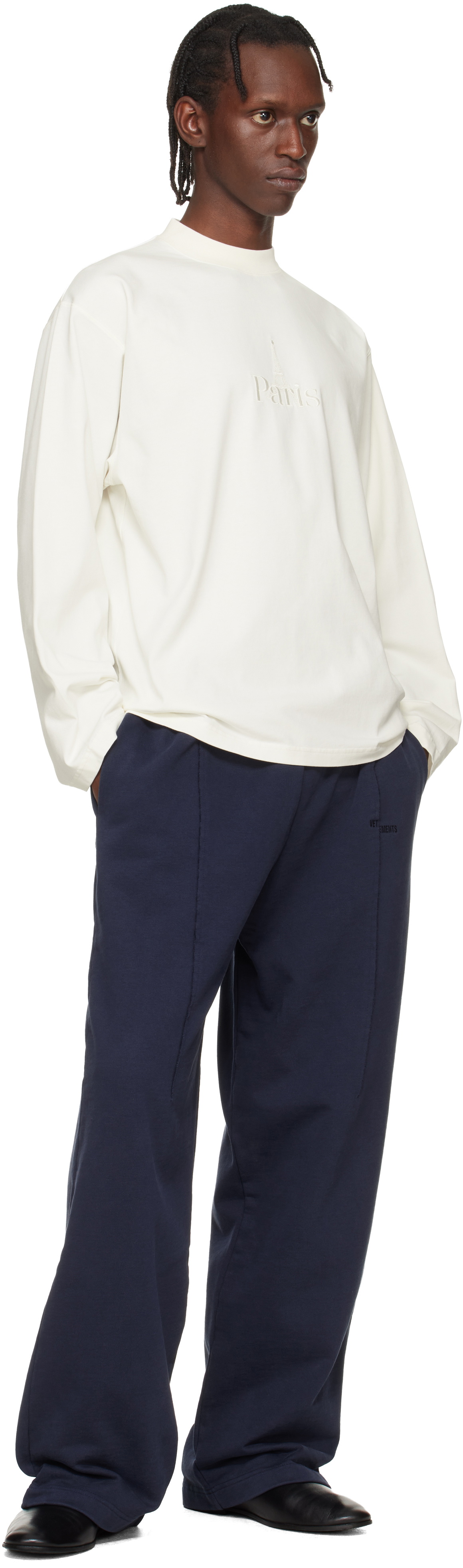 VETEMENTS Off-White 'Paris' Embroidered Longsleeve T-shirt