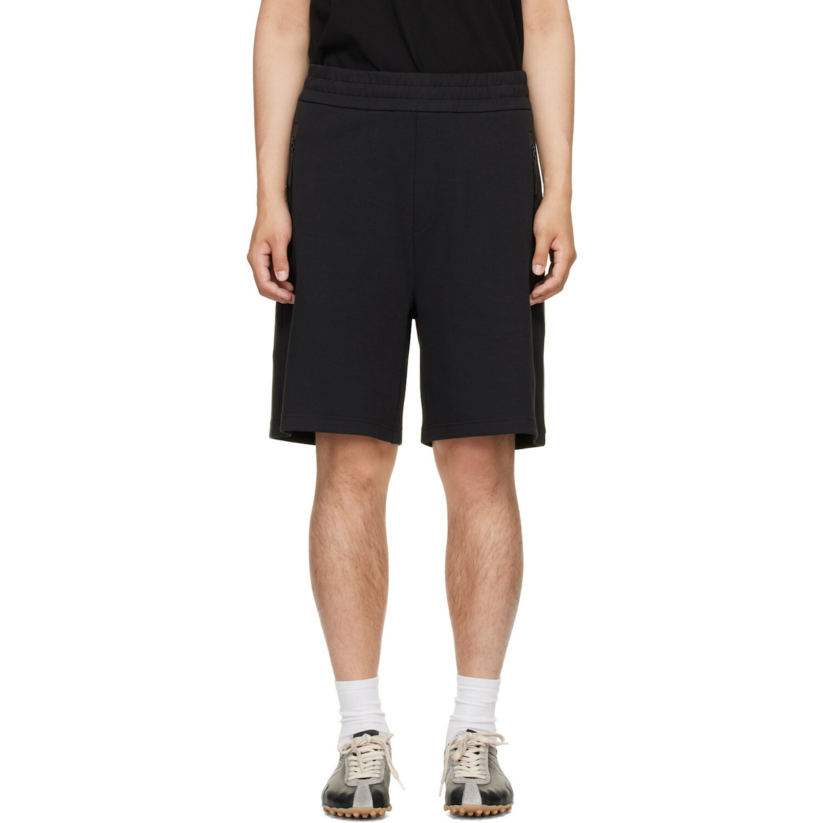 Moncler Black Interlock Cotton Blend Shorts