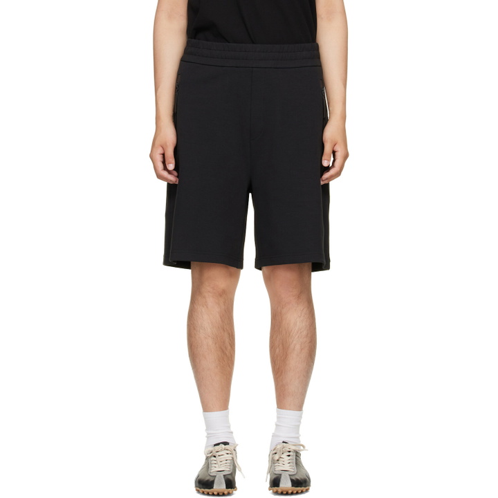 Photo: Moncler Black Interlock Cotton Blend Shorts