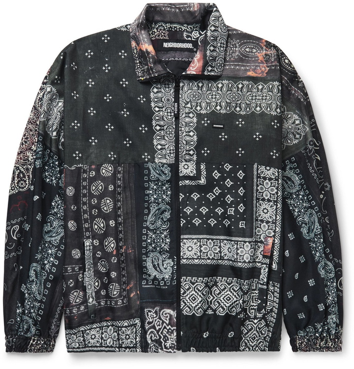 Photo: Neighborhood - Track-B Bandana-Print Shell Jacket - Black