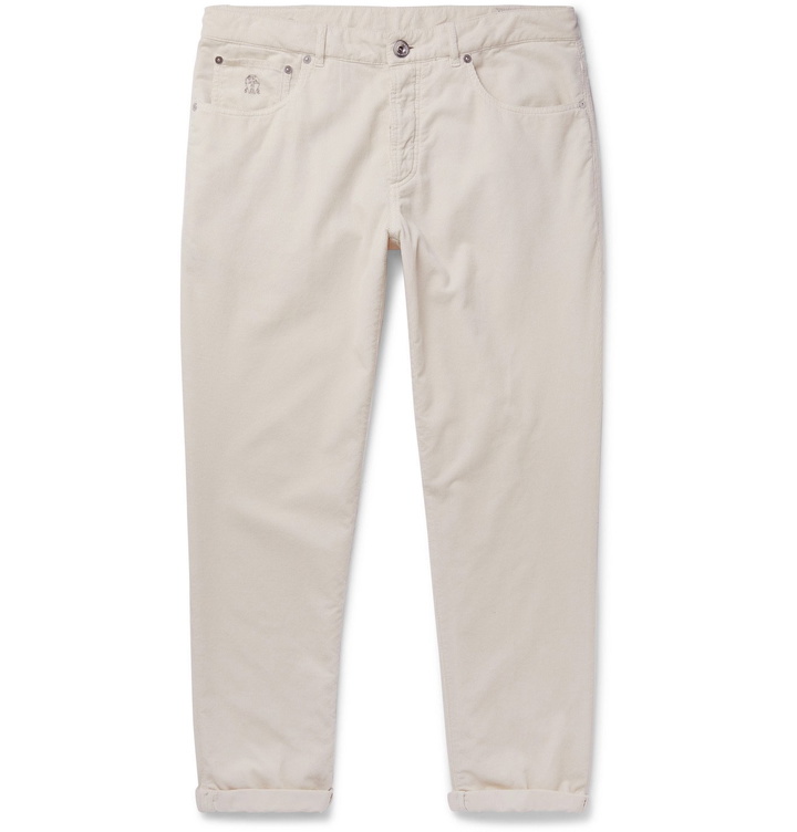 Photo: Brunello Cucinelli - Tapered Cotton-Corduroy Trousers - Neutrals