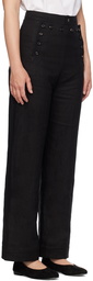 Bode Black Linen Sailor Trousers