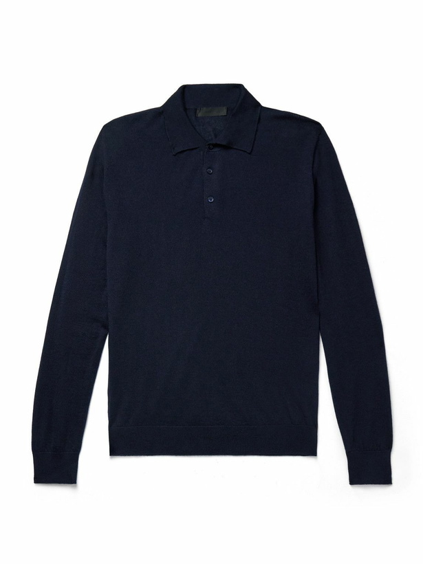 Photo: Saman Amel - Elo Slim-Fit Cashmere and Silk-Blend Polo Shirt - Blue