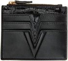 Versace Black Croc V Logo Zip Card Holder