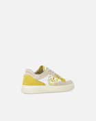 Pinko Flat Leather Sneakers With Contrasting Logo White/Lime