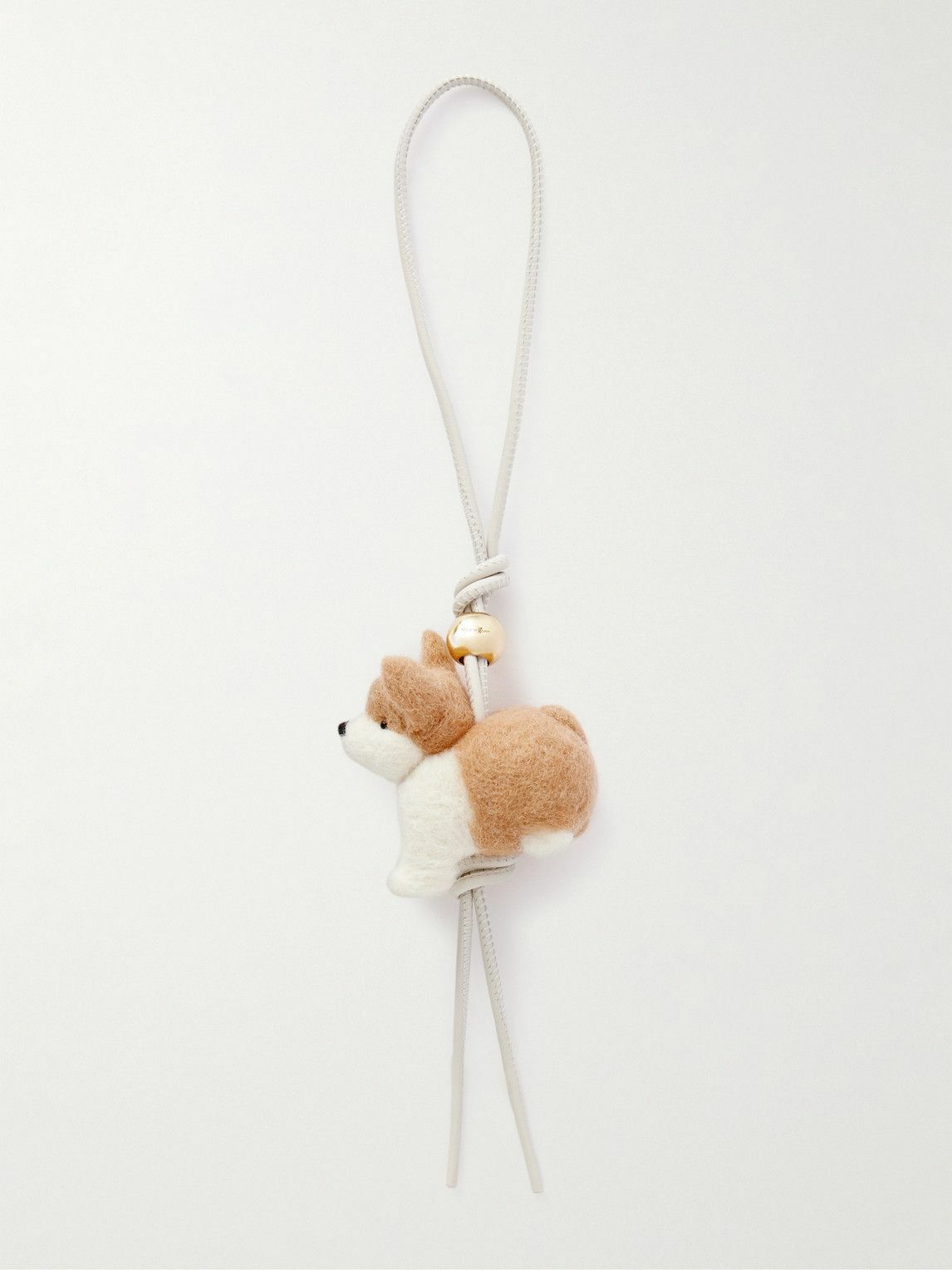LOEWE - Corgi Leather-Trimmed Wool-Felt and Gold-Tone Bag Charm