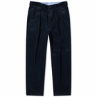 Beams Plus Men's 2 Pleat Corduroy Pant in Navy