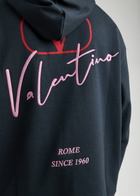 Valentino Logo Jersey Hooded Sweatshirt Navy