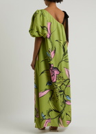 Stine Goya Floral-print Puff-sleeve Maxi Dress Green
