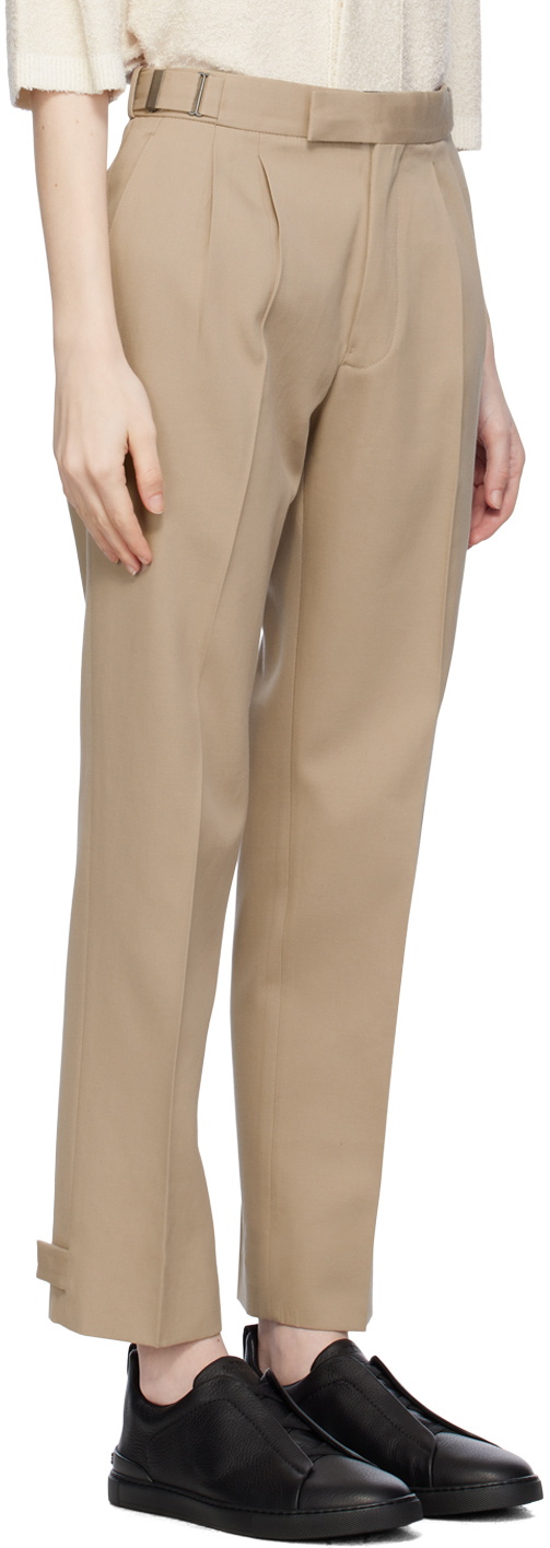 ZEGNA Beige Pleated Trousers