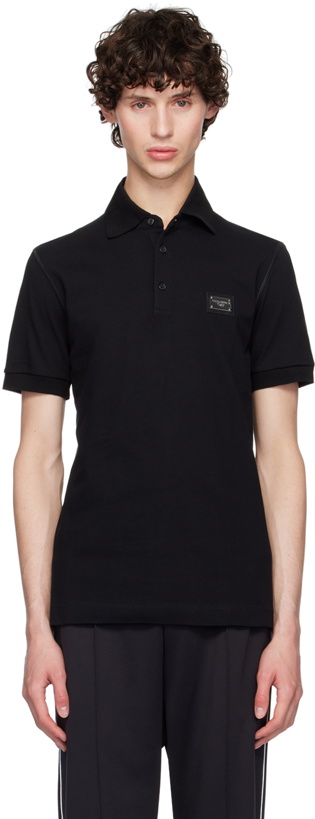 Photo: Dolce&Gabbana Black Logo Plaque Polo