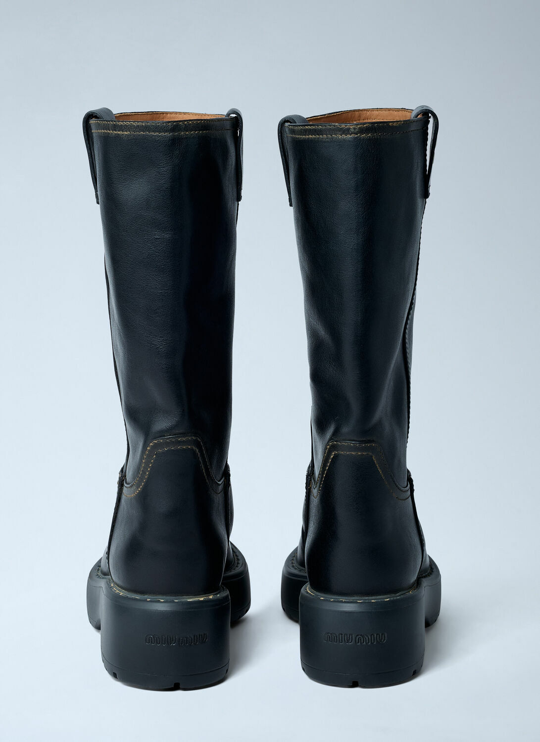 Miu Miu Leather Logo Motif Boots