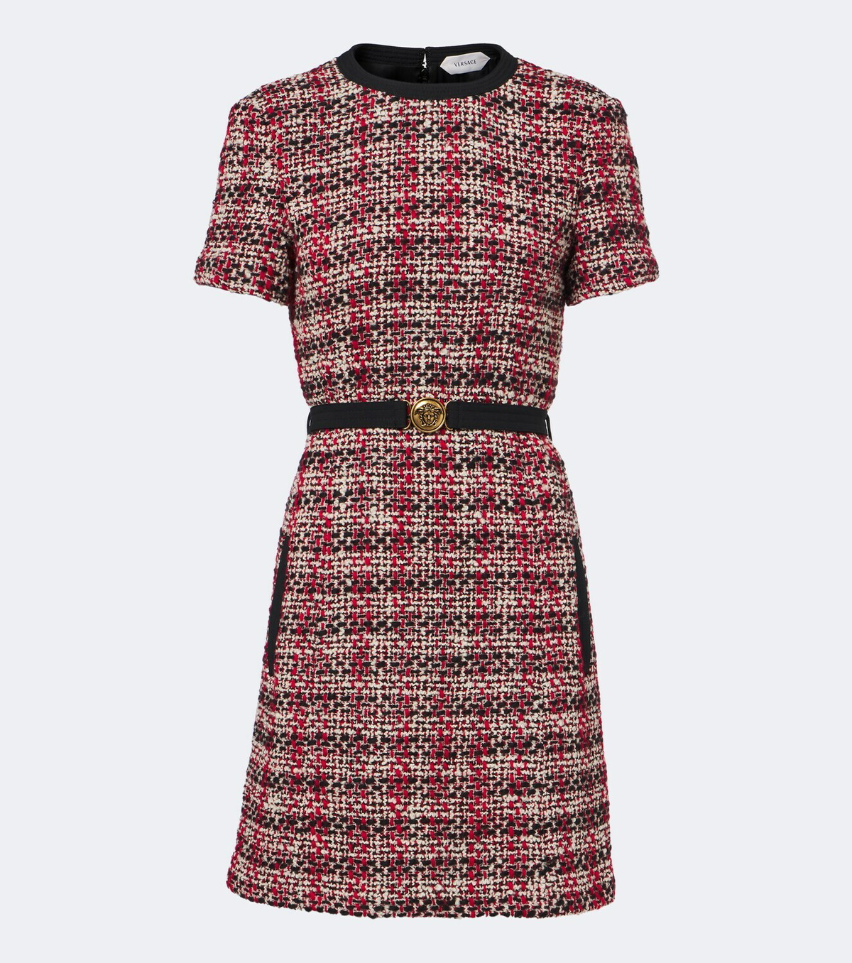 Versace Medusa belted wool-blend tweed minidress