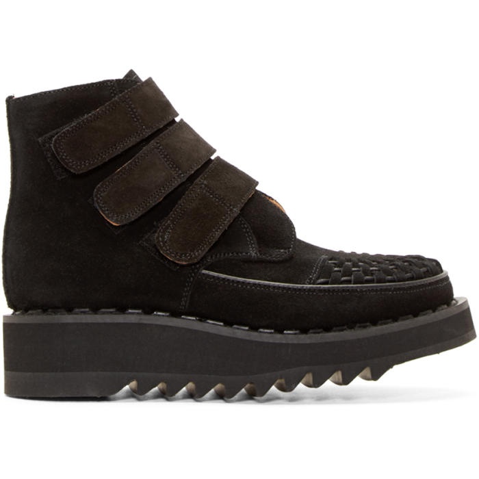 Photo: 99% IS Black Suede Velcro Creeper Boots