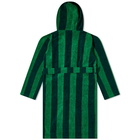 Tekla Fabrics Terry Hooded Bathrobe in Green Block Stripe