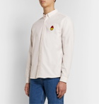 AMI - The Smiley Company Button-Down Collar Logo-Appliquéd Cotton Oxford Shirt - White