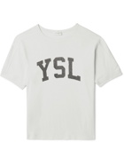 SAINT LAURENT - Logo-Print Cotton-Jersey T-Shirt - Neutrals