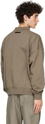 Essentials Taupe Logo Long Sleeve Polo