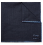 Kingsman - Drake's Wool and Silk-Blend Pocket Square - Blue