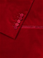 GUCCI - Slim-Fit Silk Satin-Trimmed Cotton-Blend Velvet Tuxedo Jacket - Red