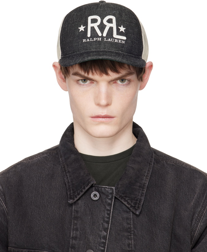 Photo: RRL Black Ranch Logo Denim Trucker Cap